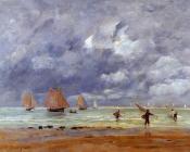 尤金 布丹 : Fishermen and Sailboats near Trouville